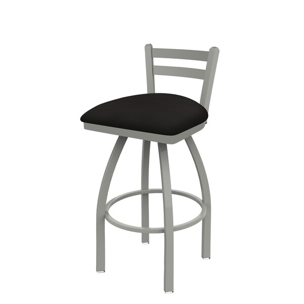 25" Low Back Swivel Counter Stool, Nickel Finish, Canter Espresso Seat